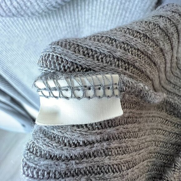Lucky Brand Sweater SZ Medium Gray Tulip Hem Ribbed Asymmetrical Open Back Fall - Picture 11 of 12